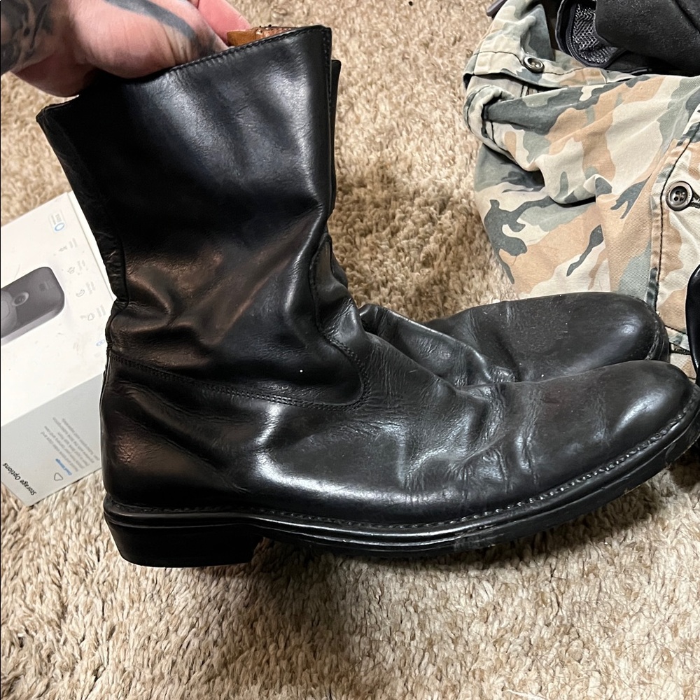 John varvatos Men's Black Leather Boots size 10